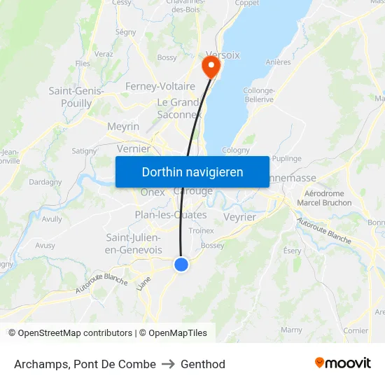 Archamps, Pont De Combe to Genthod map