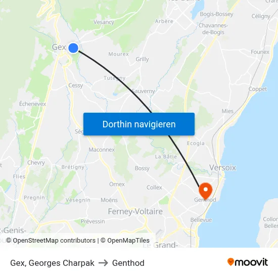 Gex, Georges Charpak to Genthod map