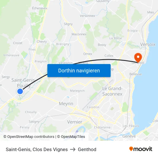 Saint-Genis, Clos Des Vignes to Genthod map