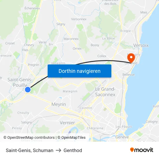 Saint-Genis, Schuman to Genthod map