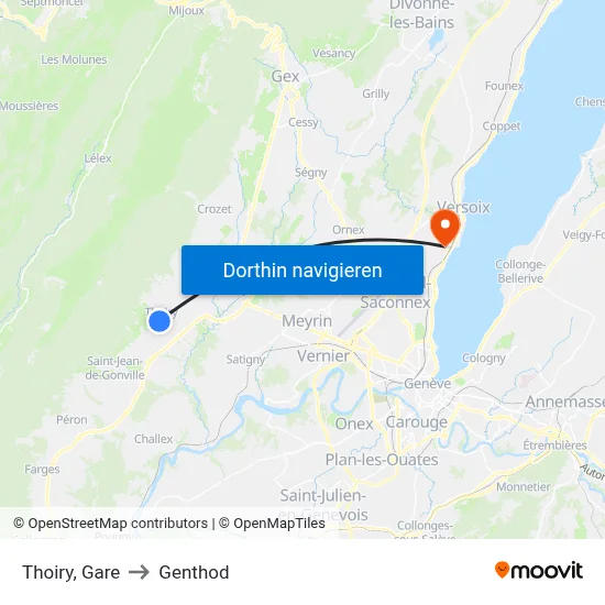 Thoiry, Gare to Genthod map