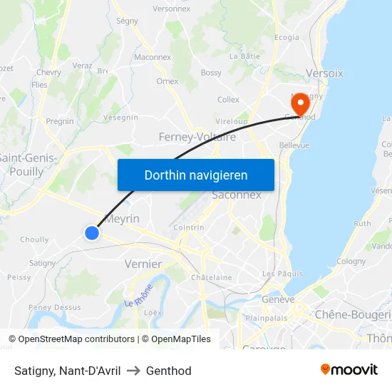 Satigny, Nant-D'Avril to Genthod map
