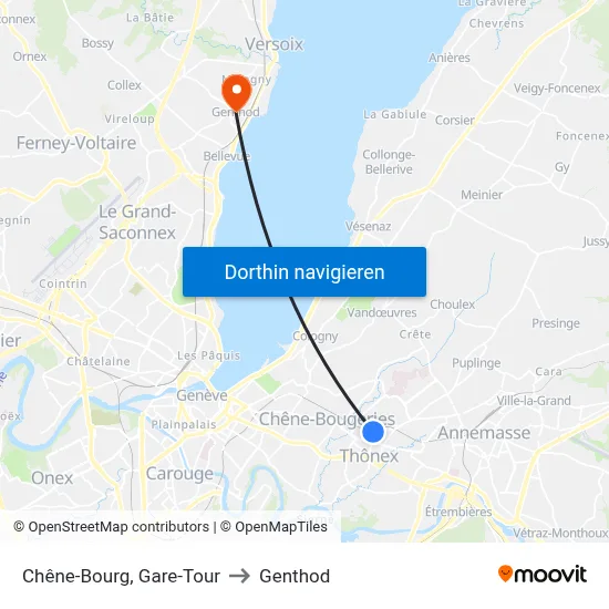 Chêne-Bourg, Gare-Tour to Genthod map