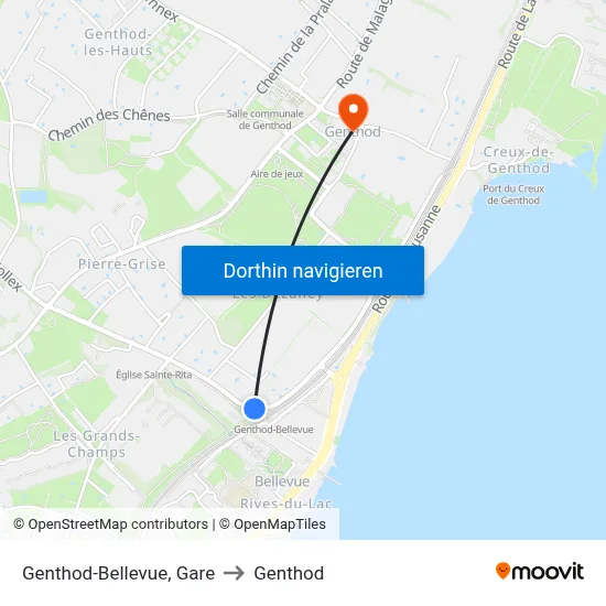 Genthod-Bellevue, Gare to Genthod map