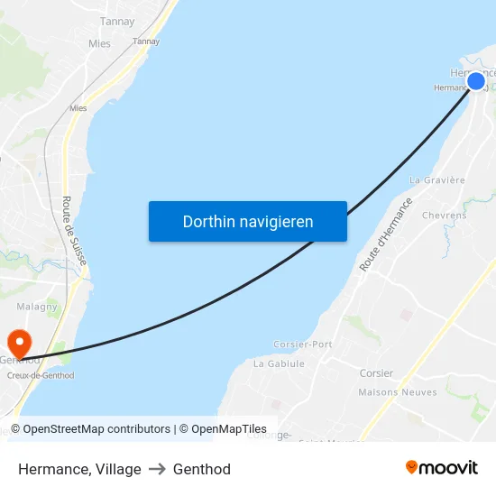 Hermance (Lac) to Genthod map