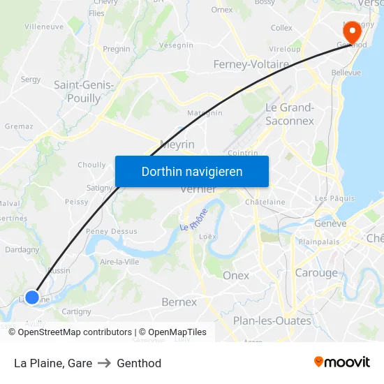 La Plaine, Gare to Genthod map