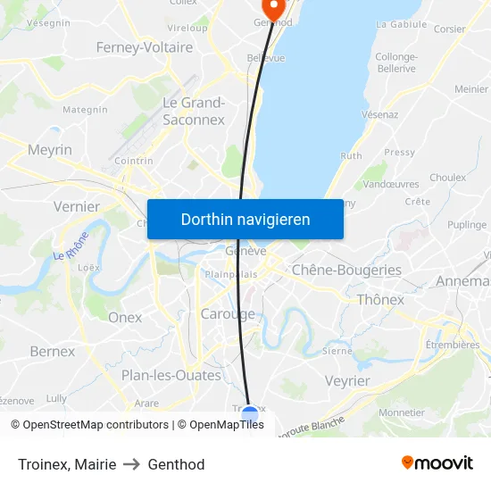 Troinex, Mairie to Genthod map