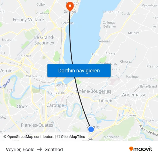 Veyrier, École to Genthod map