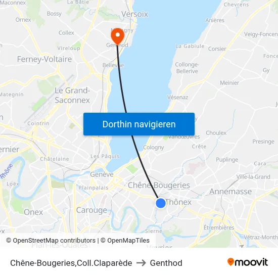 Chêne-Bougeries,Coll.Claparède to Genthod map