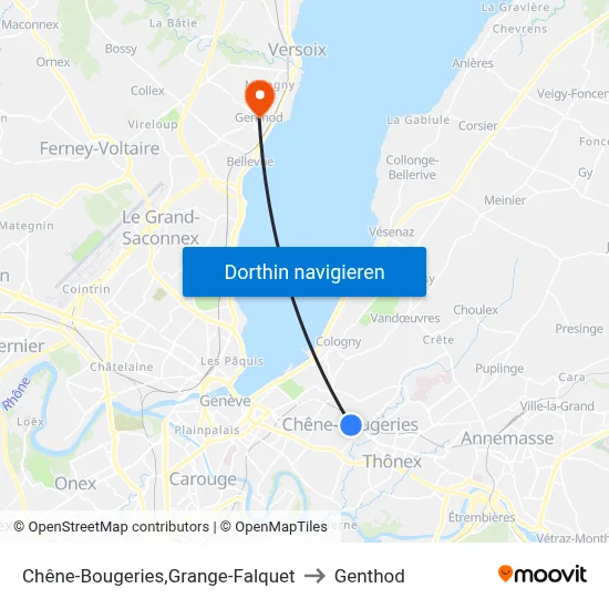 Chêne-Bougeries,Grange-Falquet to Genthod map