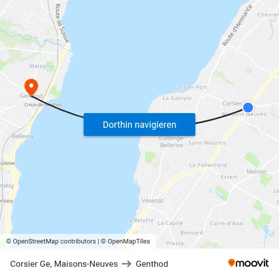 Corsier Ge, Maisons-Neuves to Genthod map