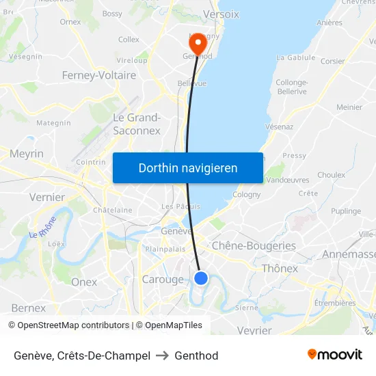 Genève, Crêts-De-Champel to Genthod map