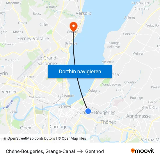 Chêne-Bougeries, Grange-Canal to Genthod map