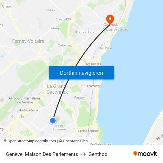 Genève, Maison Des Parlements to Genthod map