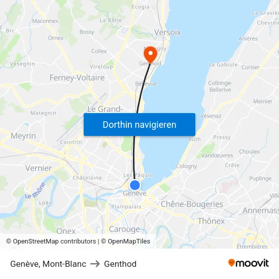 Genève, Mont-Blanc to Genthod map