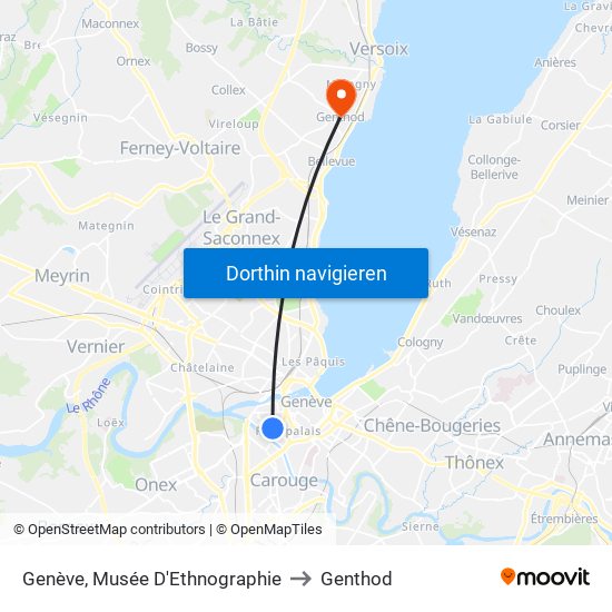 Genève, Musée D'Ethnographie to Genthod map