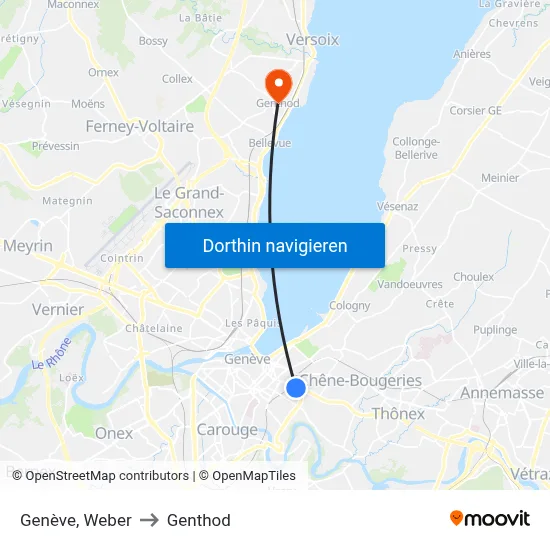 Genève, Weber to Genthod map