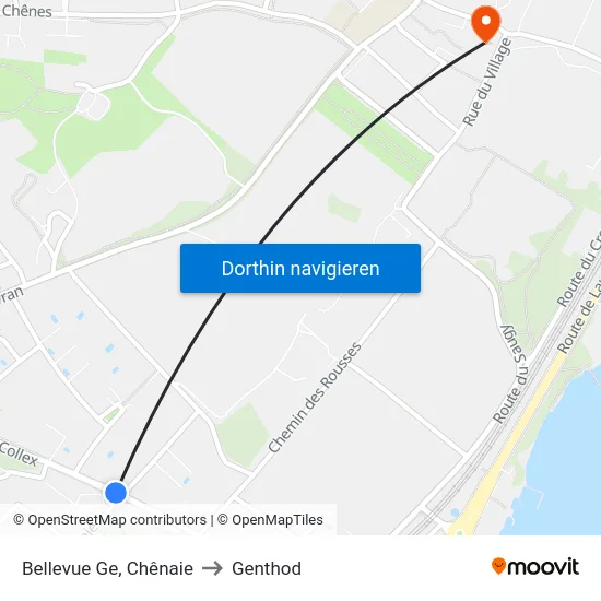Bellevue Ge, Chênaie to Genthod map