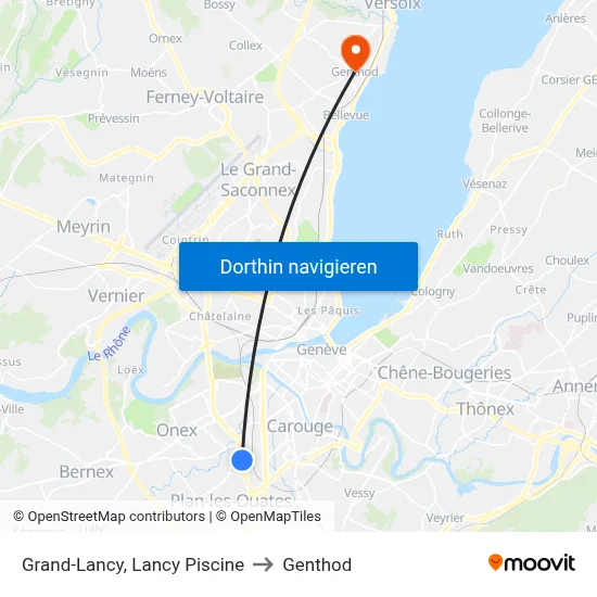 Grand-Lancy, Lancy Piscine to Genthod map