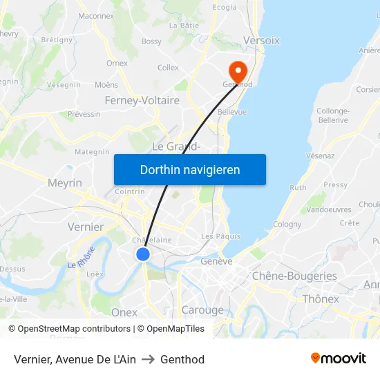 Vernier, Avenue De L'Ain to Genthod map