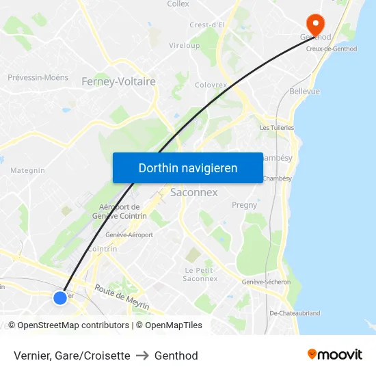 Vernier, Gare/Croisette to Genthod map
