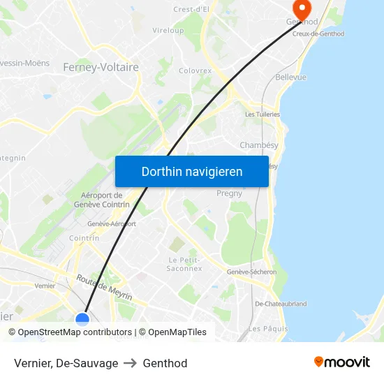 Vernier, De-Sauvage to Genthod map