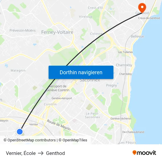 Vernier, École to Genthod map