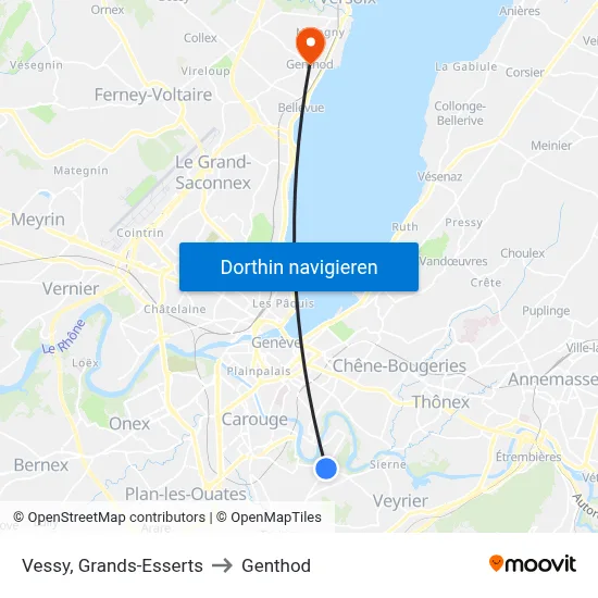 Vessy, Grands-Esserts to Genthod map