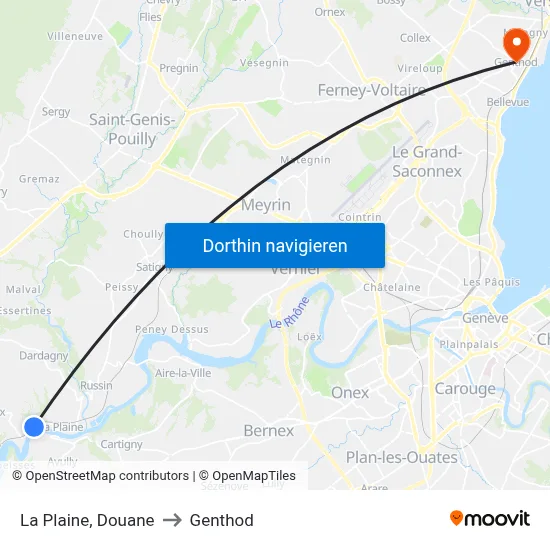 La Plaine, Douane to Genthod map