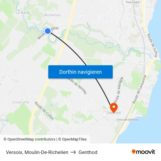 Versoix, Moulin-De-Richelien to Genthod map