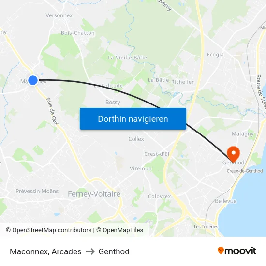 Maconnex, Arcades to Genthod map