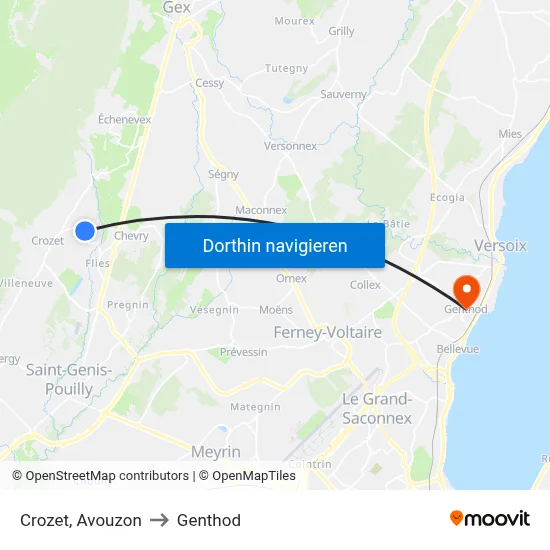 Crozet, Avouzon to Genthod map