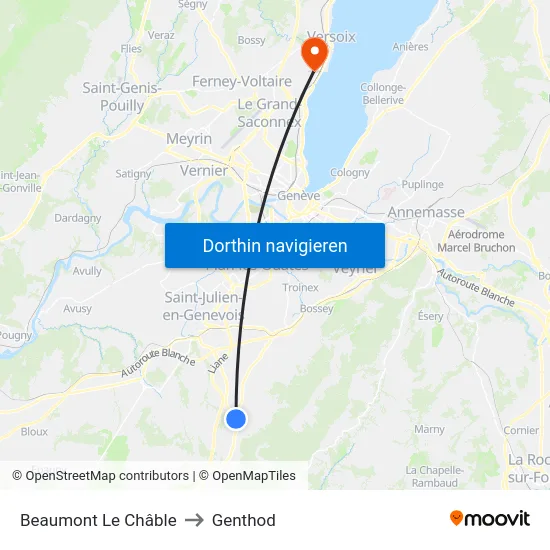 Beaumont, Le Châble to Genthod map