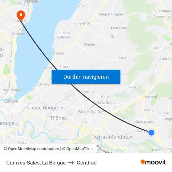 Cranves-Sales, La Bergue to Genthod map