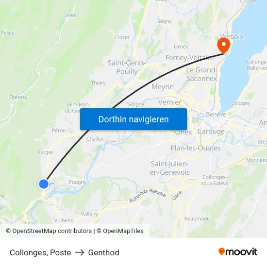 Collonges, Poste to Genthod map
