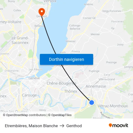 Etrembières, Maison Blanche to Genthod map