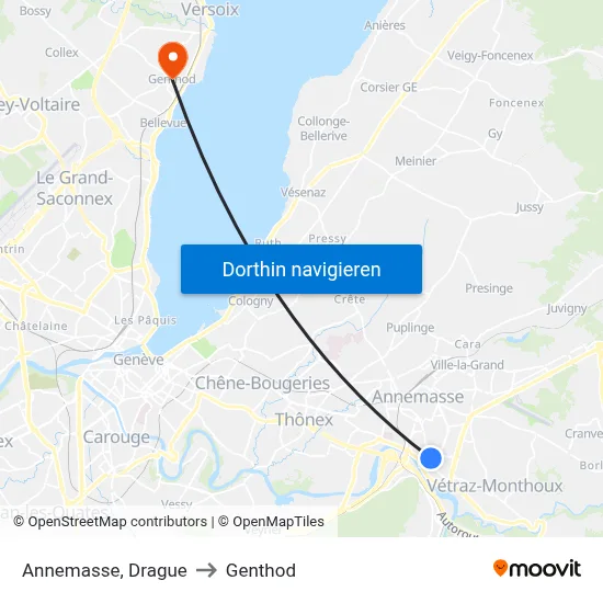 Annemasse, Drague to Genthod map