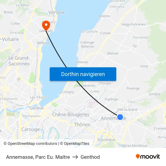 Annemasse, Parc Eu. Maître to Genthod map