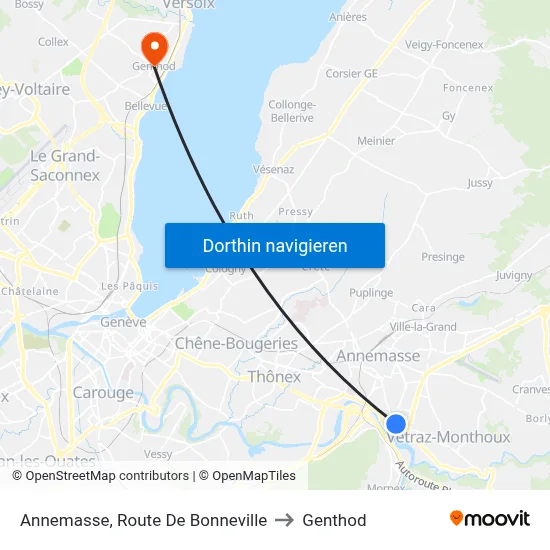 Annemasse, Route De Bonneville to Genthod map