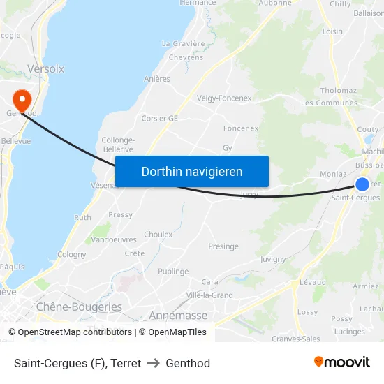 Saint-Cergues (F), Terret to Genthod map