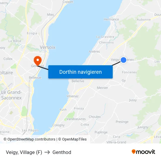 Veigy, Village (F) to Genthod map