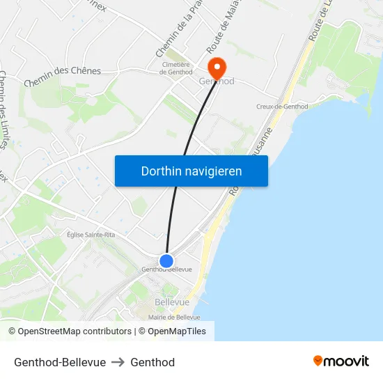Genthod-Bellevue to Genthod map