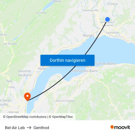 Bel-Air Leb to Genthod map