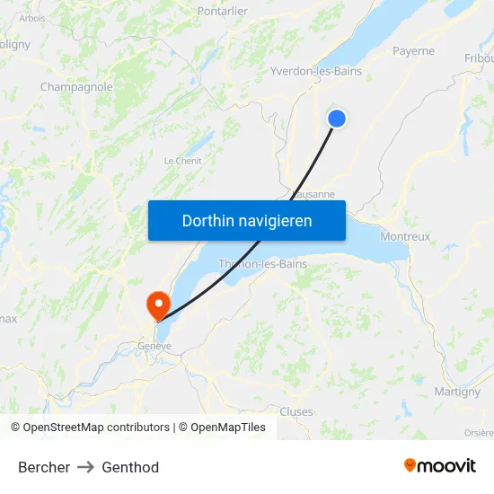 Bercher to Genthod map