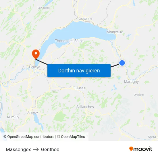 Massongex to Genthod map