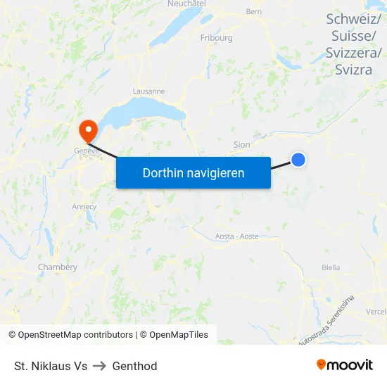 St. Niklaus Vs to Genthod map