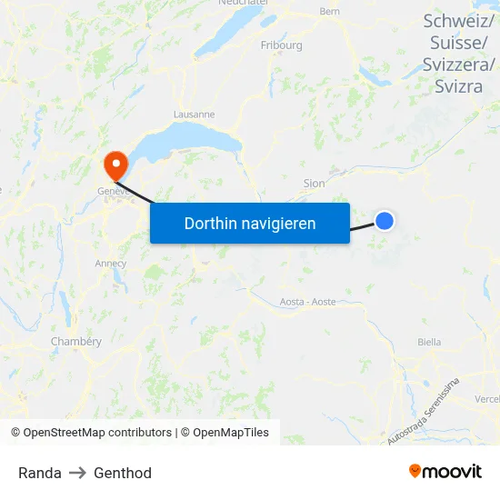 Randa to Genthod map