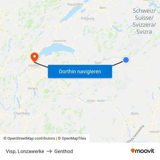 Visp, Lonzawerke to Genthod map