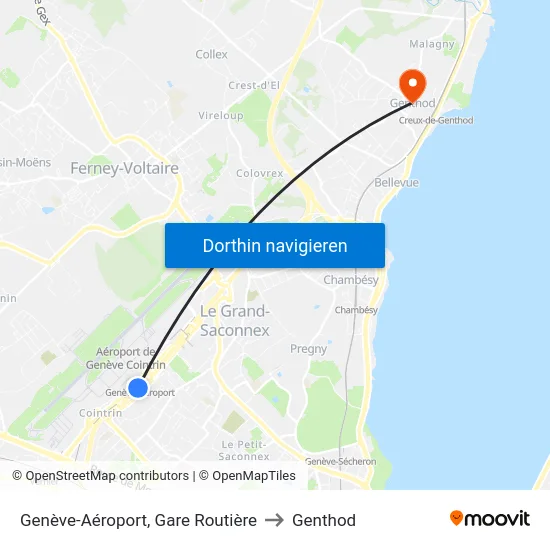 Genève-Aéroport, Gare Routière to Genthod map