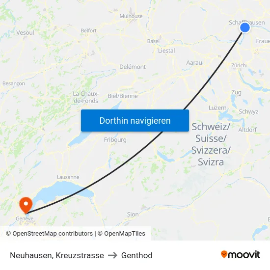 Neuhausen, Kreuzstrasse to Genthod map